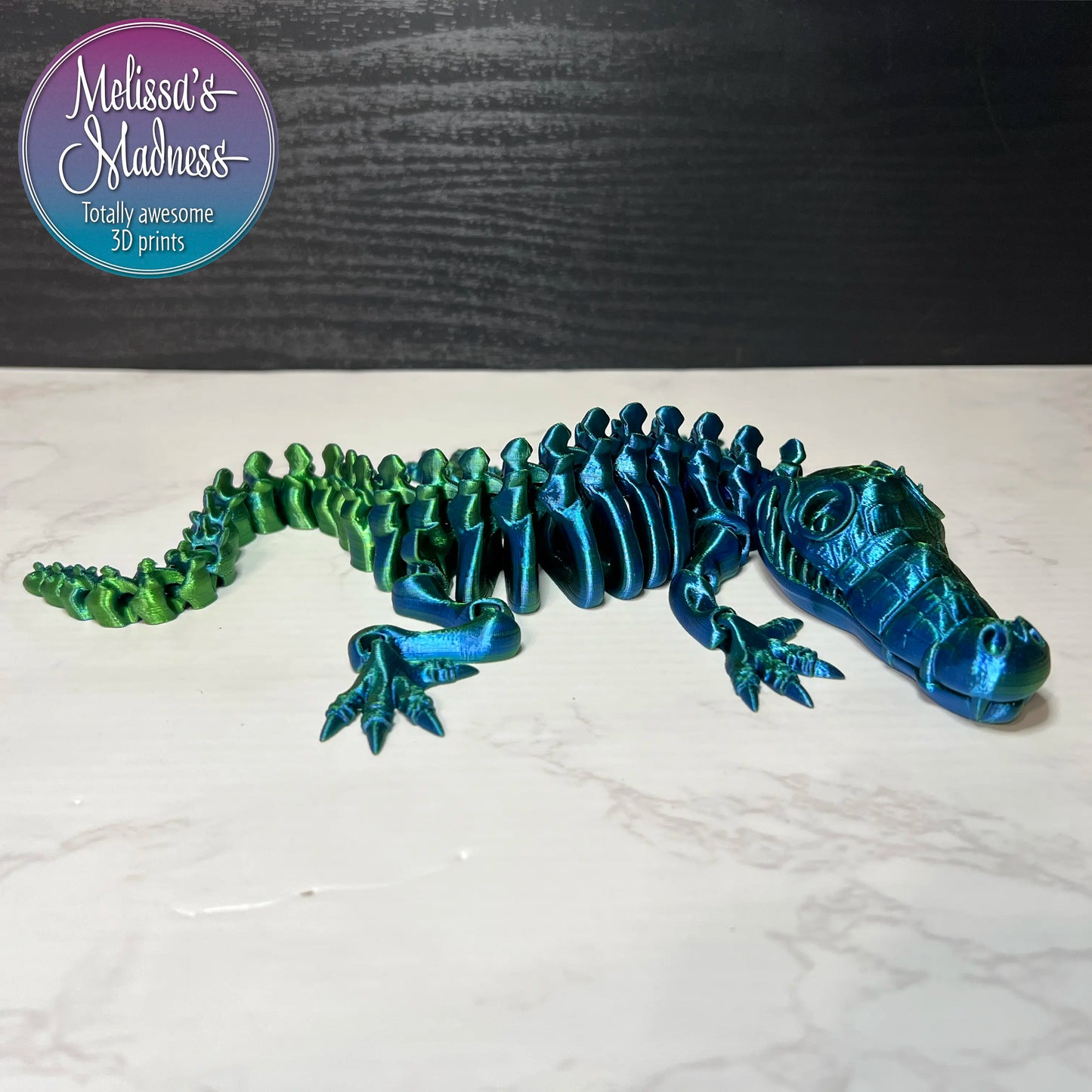 Crocodile Skeleton in Blue+Green Shifting