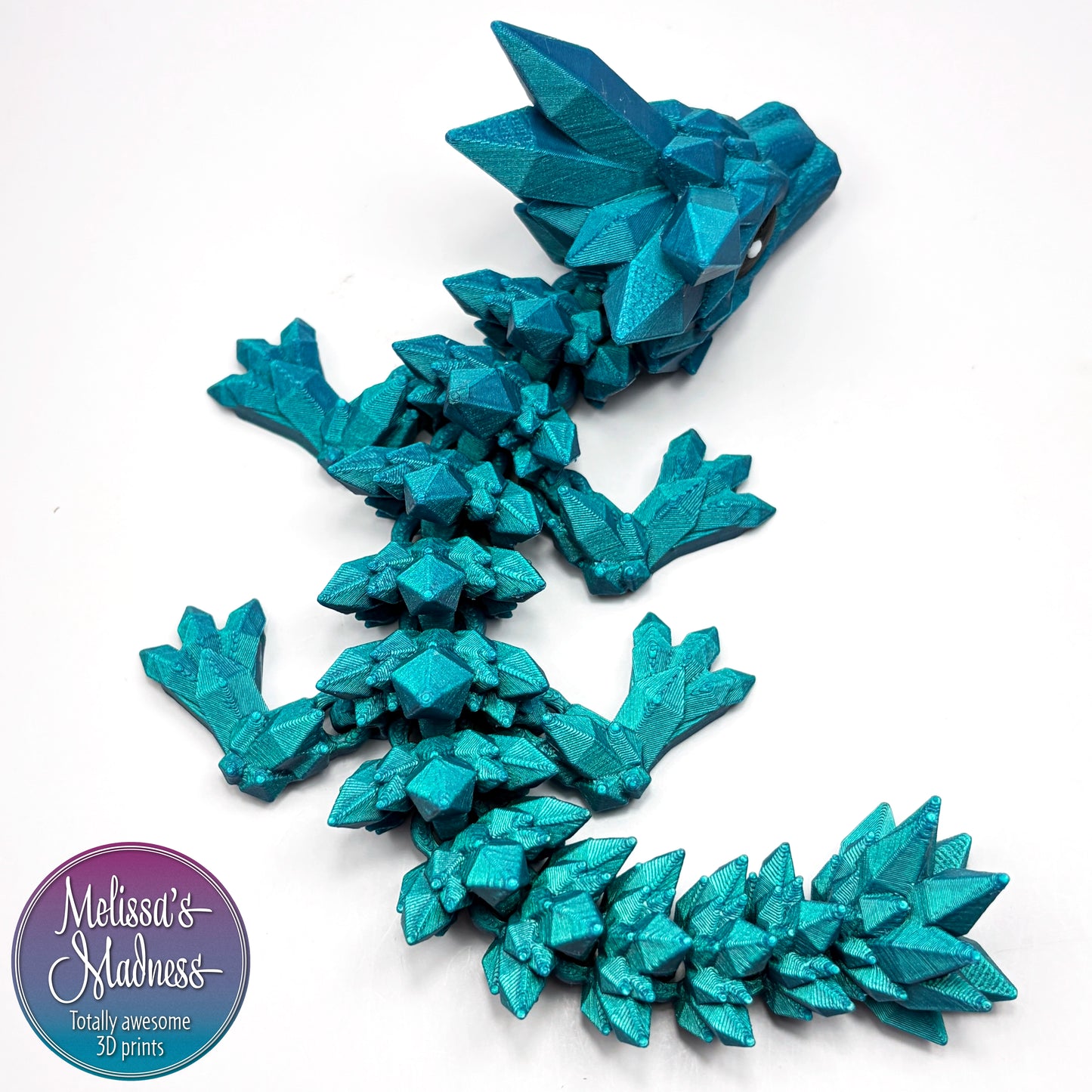 Articulated Crystal Baby Dragon in Twilight flexi fidget collectible 3D printed figurine