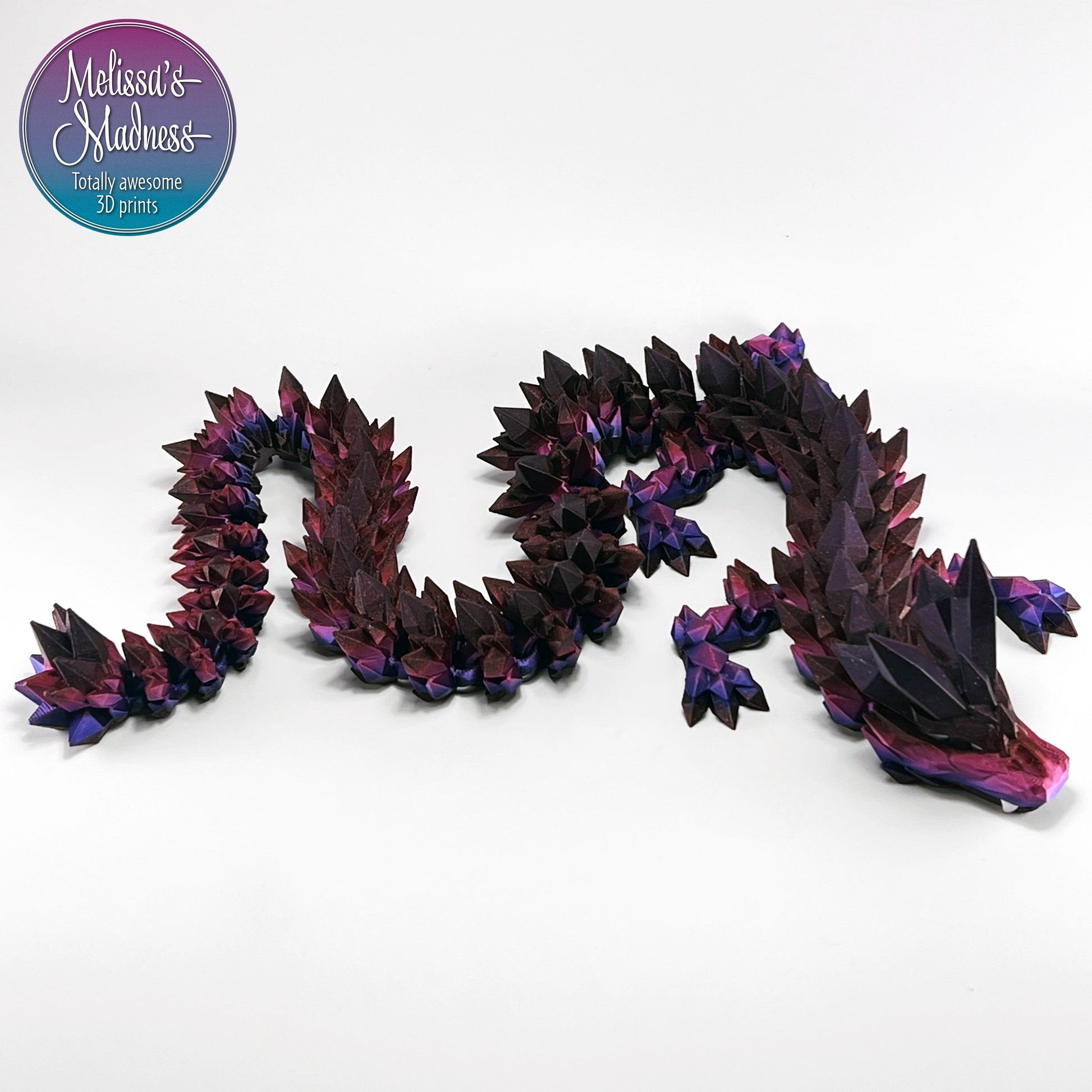 Eco-friendly articulated Crystal Dragon in Underworld Sunset compostable bioplastic figurine