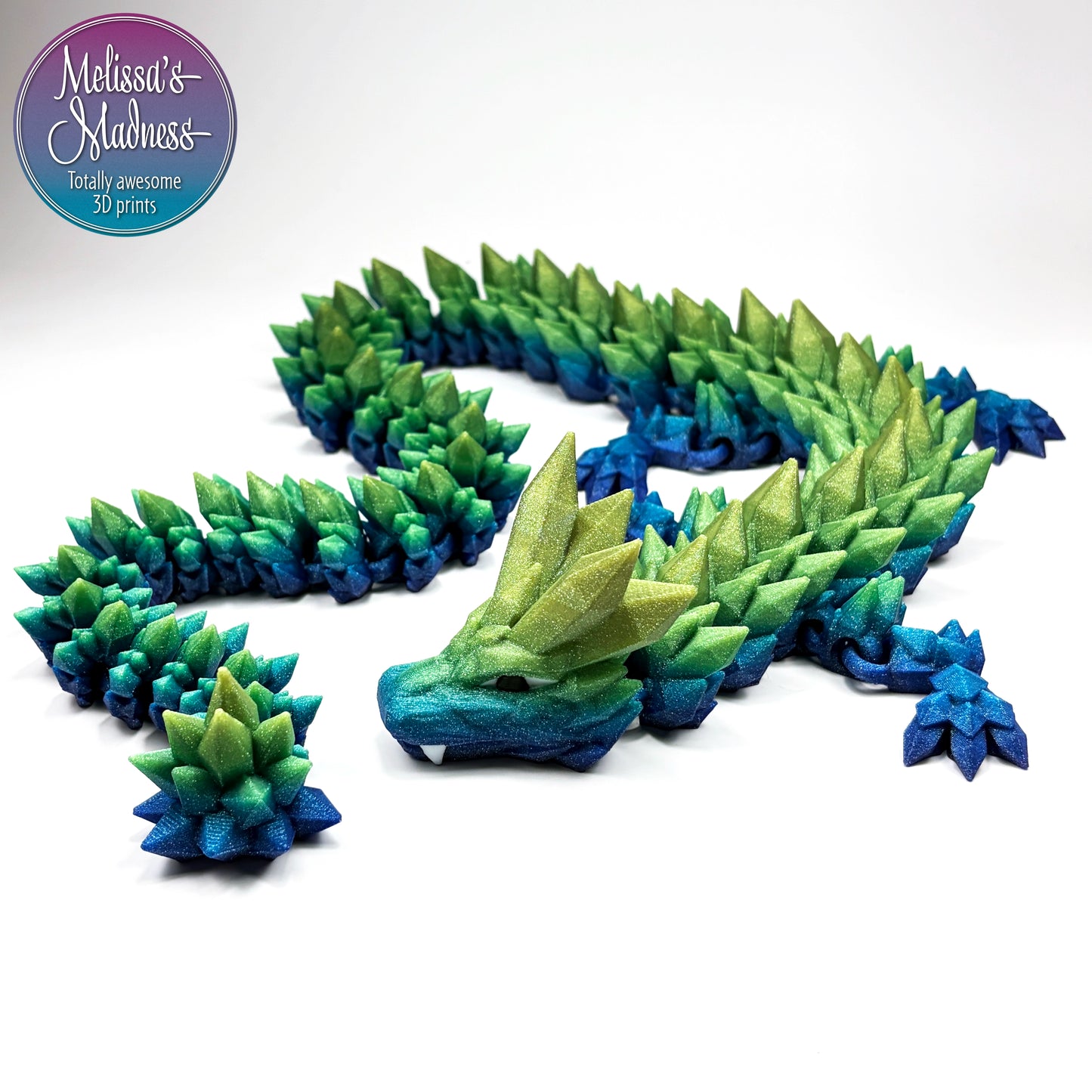 Articulated Crystal Dragon in Twinkle Chameleon eco-friendly 3D printed biodegradable PLA