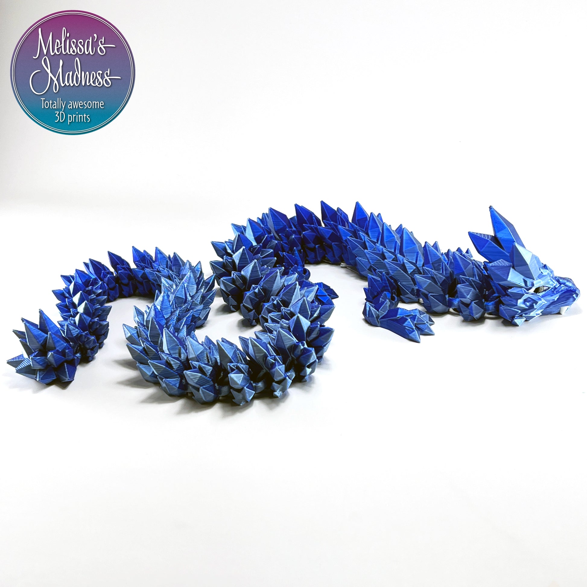 Crystal Dragon in Blue+Silver Shifting articulated figurine wholesale gift shop display