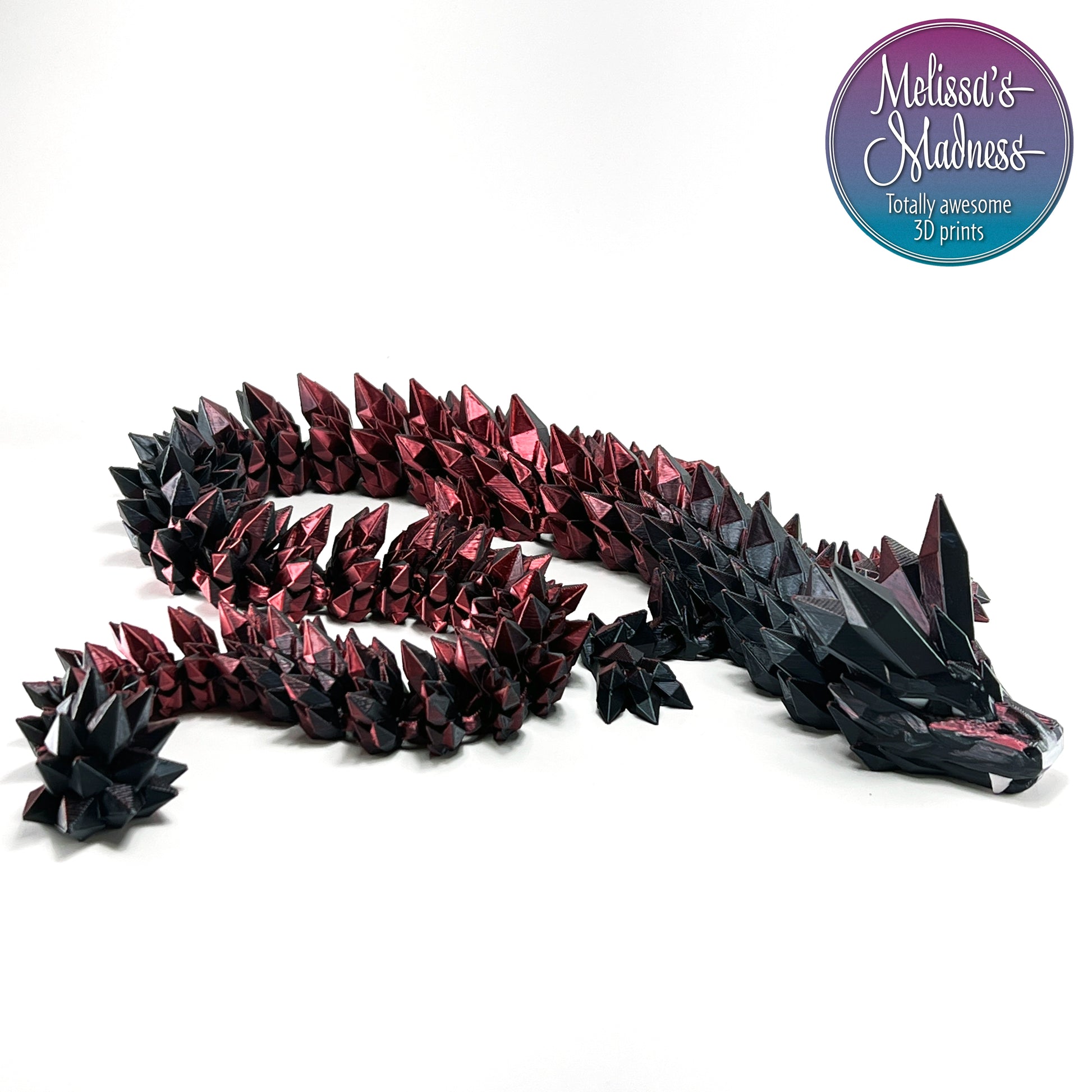 3D printed Crystal Dragon in Black+Red Shifting wholesale gift shop supplier store collectible