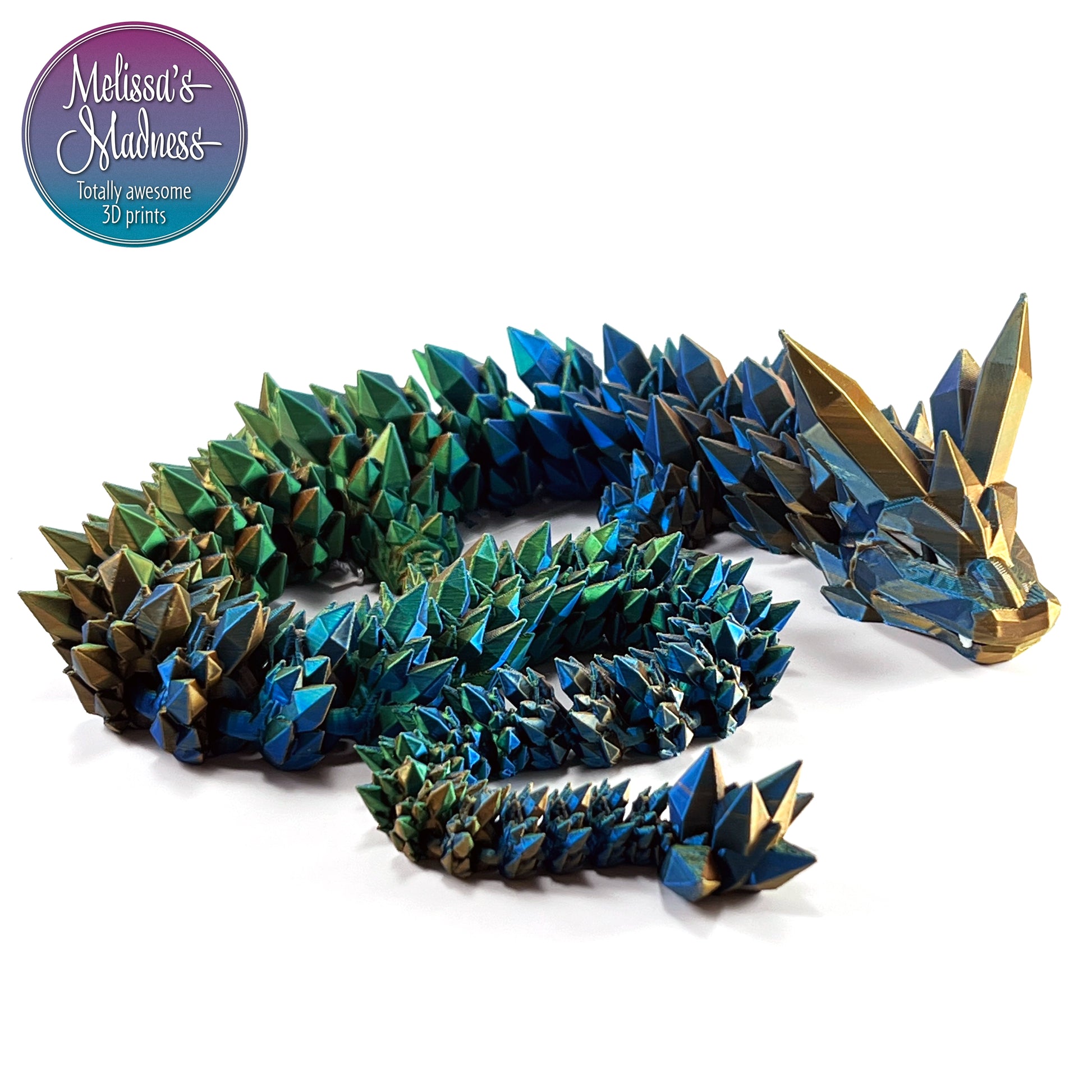 Crystal Dragon in Orange+Green+Blue Shifting flexi figurine woman-owned Made in USA handcrafted