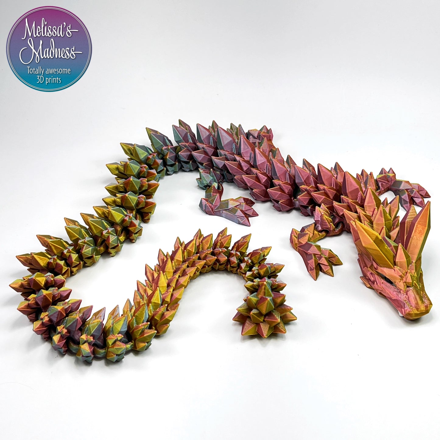Crystal Dragon in Jewel Green+Red Orange+Gold Shifting