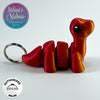 Cute Brontosaurus Keychain in Red+Gold Shifting