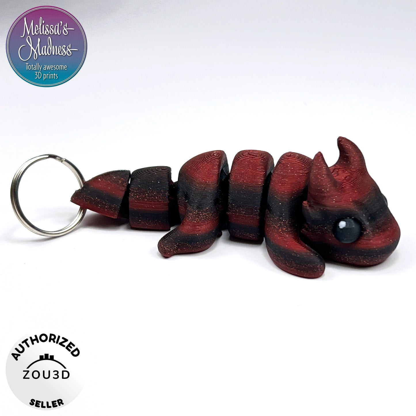 3D Printed Cute Dragon Chunky Keychain in Embers Made in Montana Small Business Handcrafted Collectible