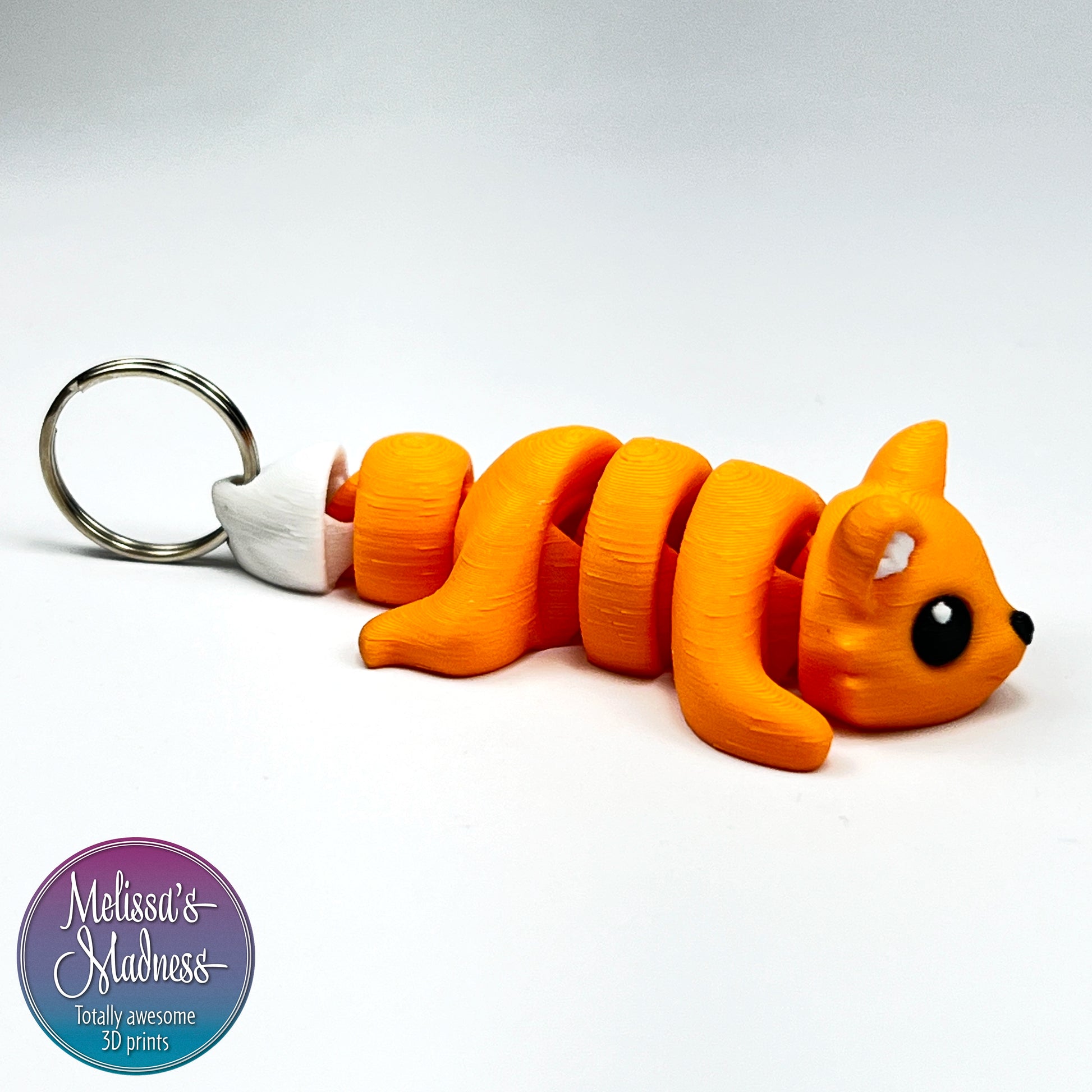 Cute Fox Chunky Keychain in Mandarin Flexi Figurine Woman-Owned Made in USA Handcrafted