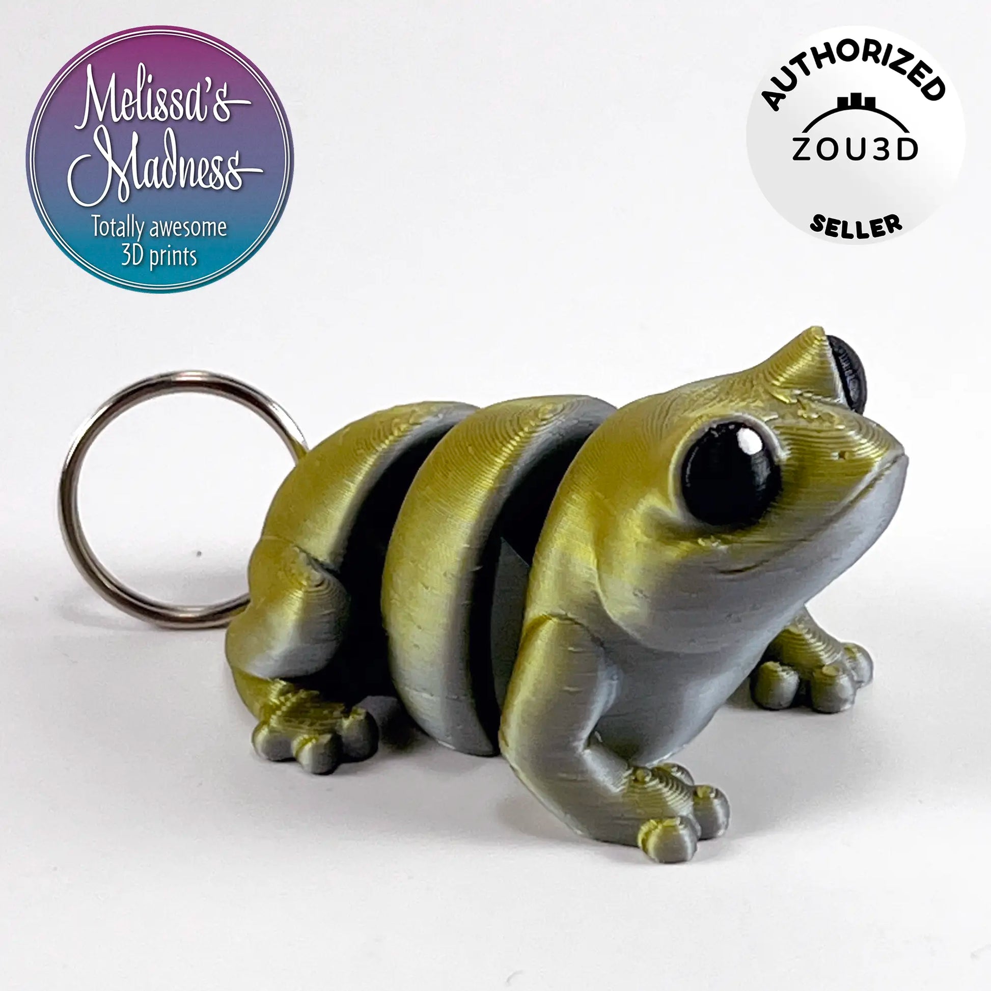 Cute Frog Keychain in Silver+Gold Shifting