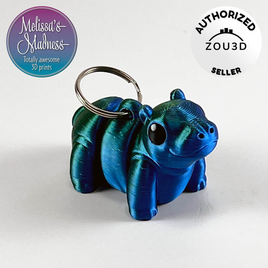 Cute Hippo Keychain in Blue+Green Shifting
