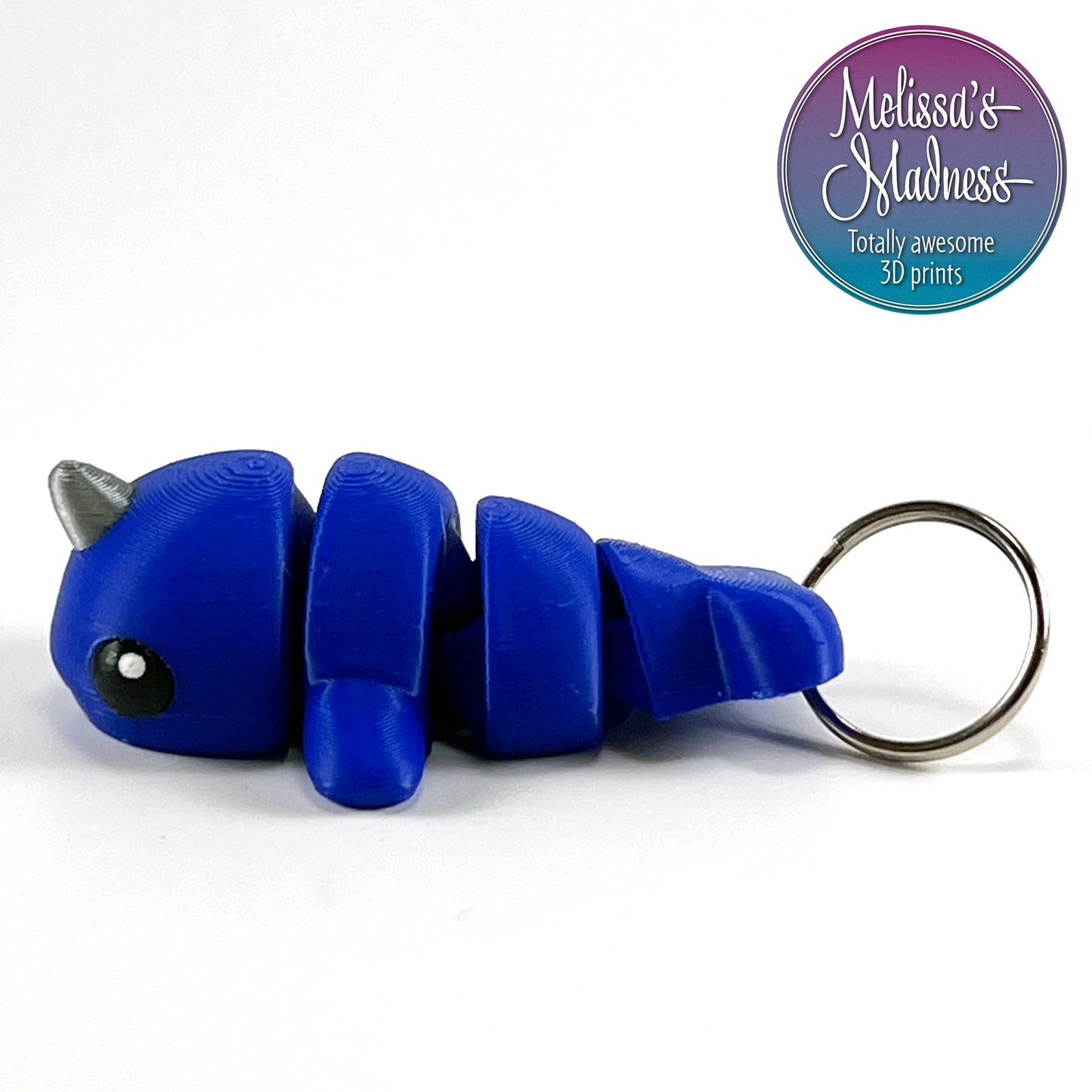 Cute Narwhal Keychain in Blue & Silver