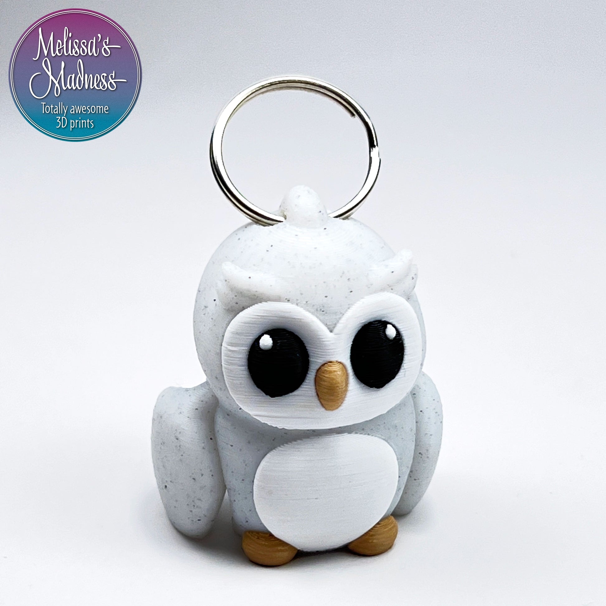 Cute Owl Chunky Keychain in Vanilla Chip & Caramel 3D Printed Wholesale Gift Shop Collectible Museum Display