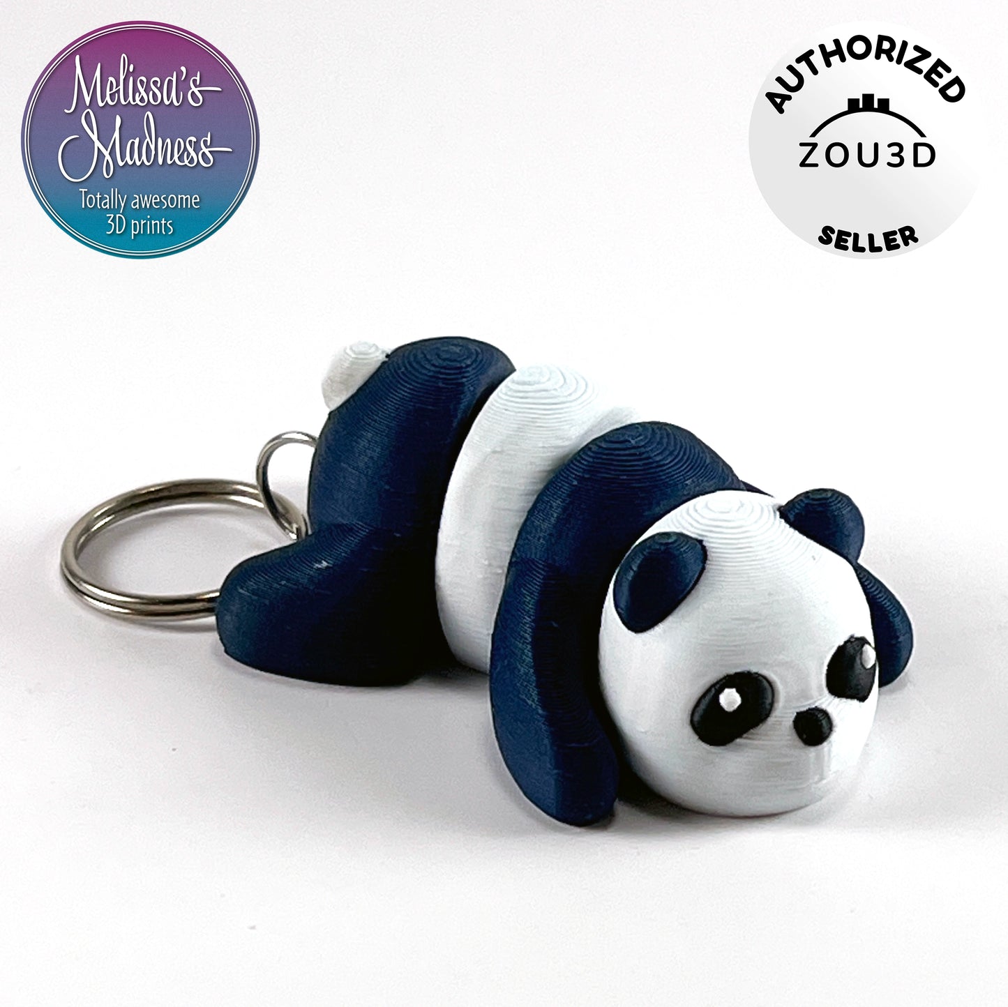 Cute Panda Keychain in Dark Blue & White