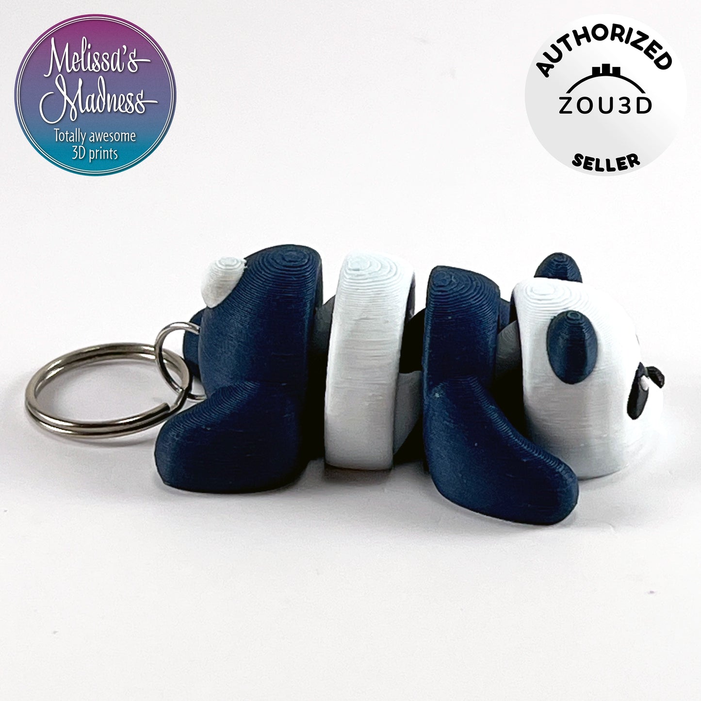 Cute Panda Keychain in Dark Blue & White