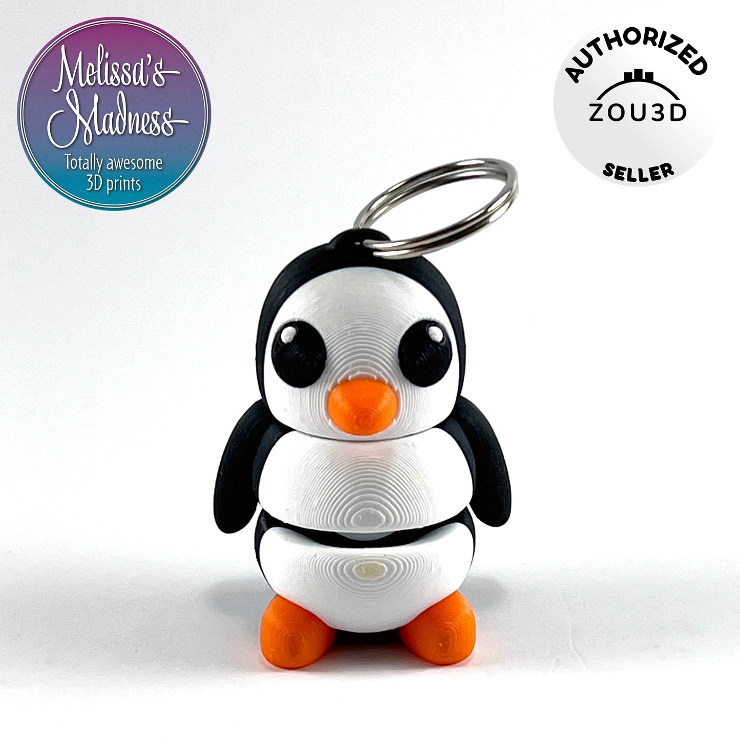 Cute Penguin Keychain in Black & Orange