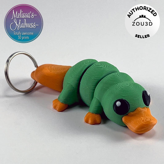 Cute Platypus Keychain in Grass & Mandarin