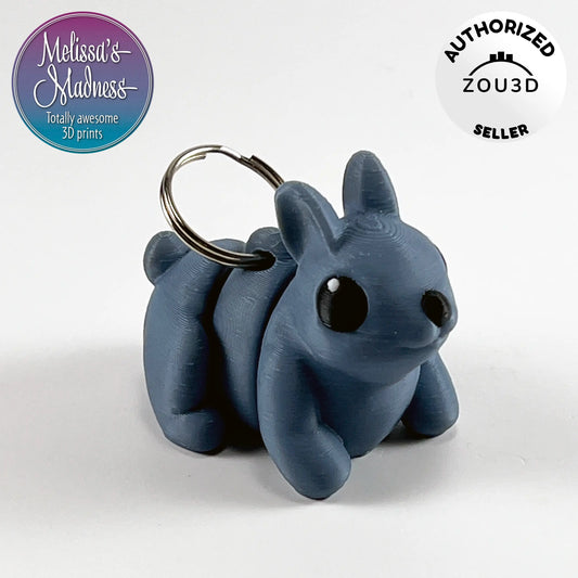 Cute Rabbit Keychain in Blue Gray