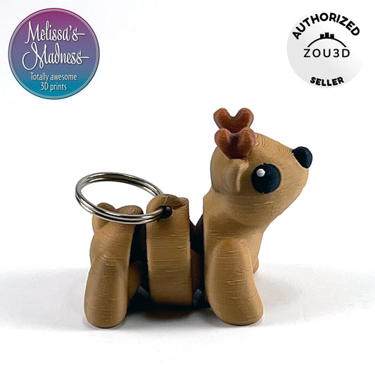 Cute Reindeer Keychain in Caramel & Brown