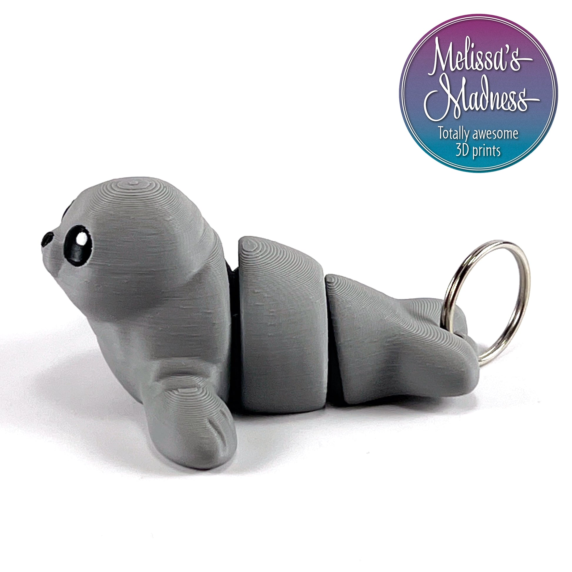 Cute Seal Keychain in Basic Gray