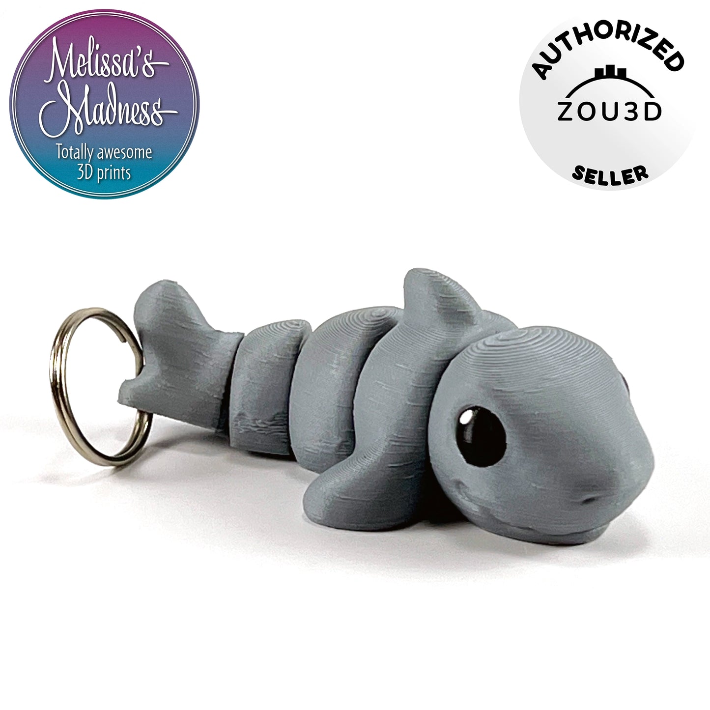 Cute Shark Keychain in Basic Gray