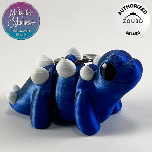 Cute Stegosaurus Keychain in Blue+Silver Shifting