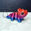 Cute Triceratops Keychain in Fantasy Rainbow