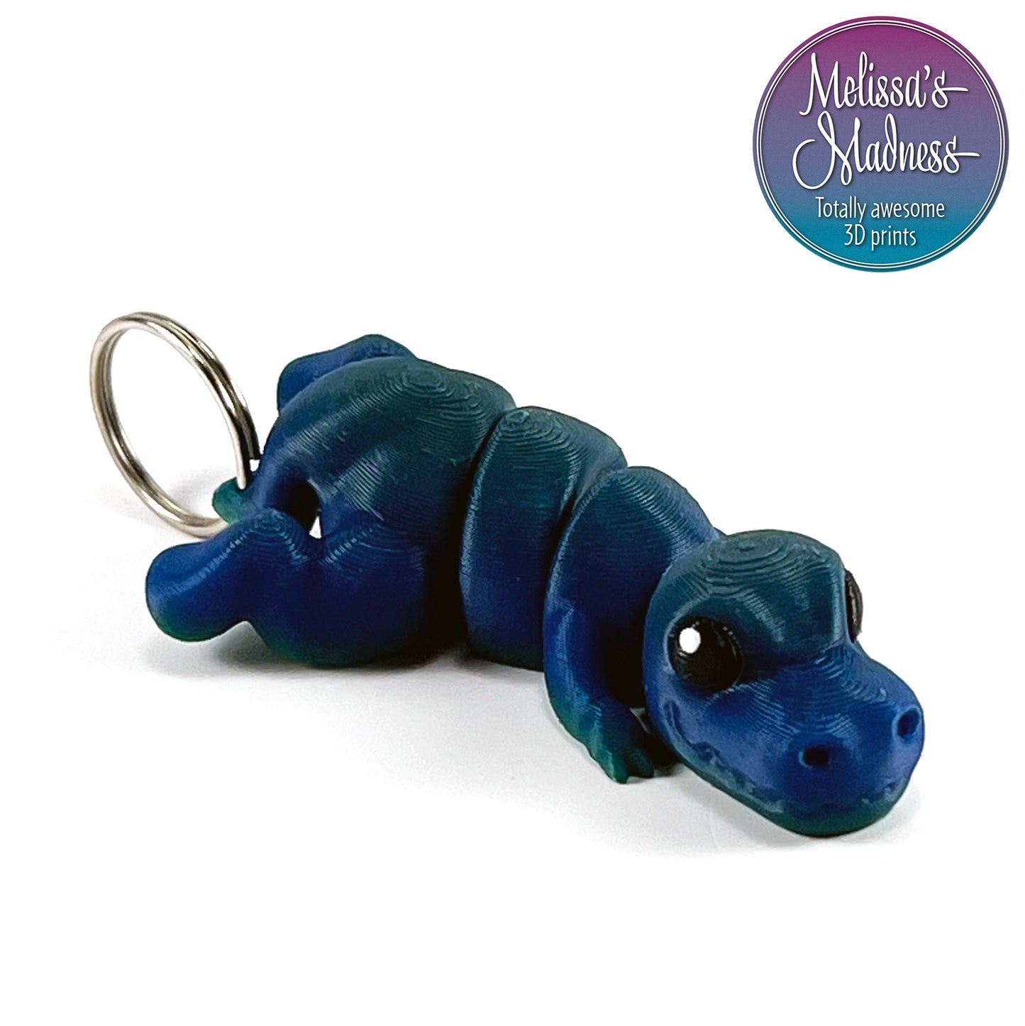 Articulated Cute Tyrannosaurus Rex Chunky Keychain in Elements Sustainable Collectible Industrially Compostable PLA