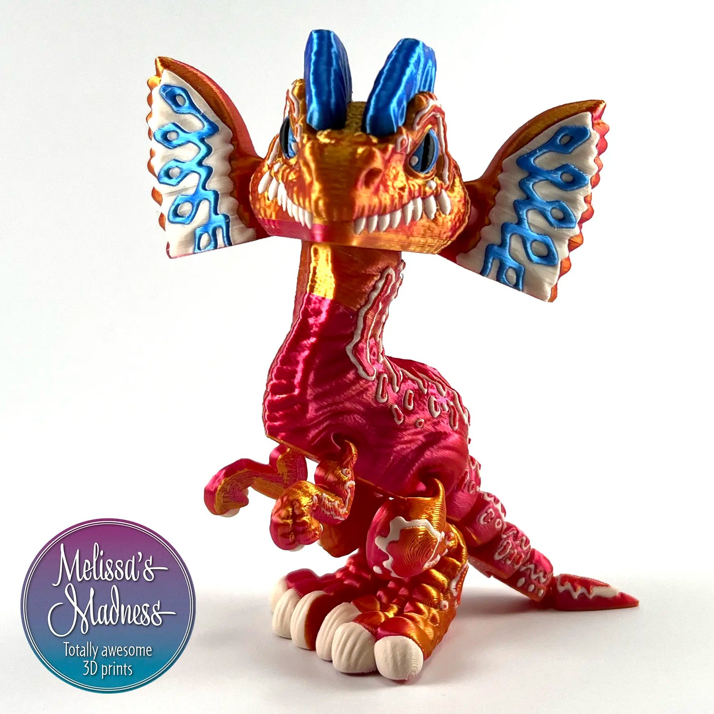 Dilophosaurus in Red+Gold Shifting & Silk Blue