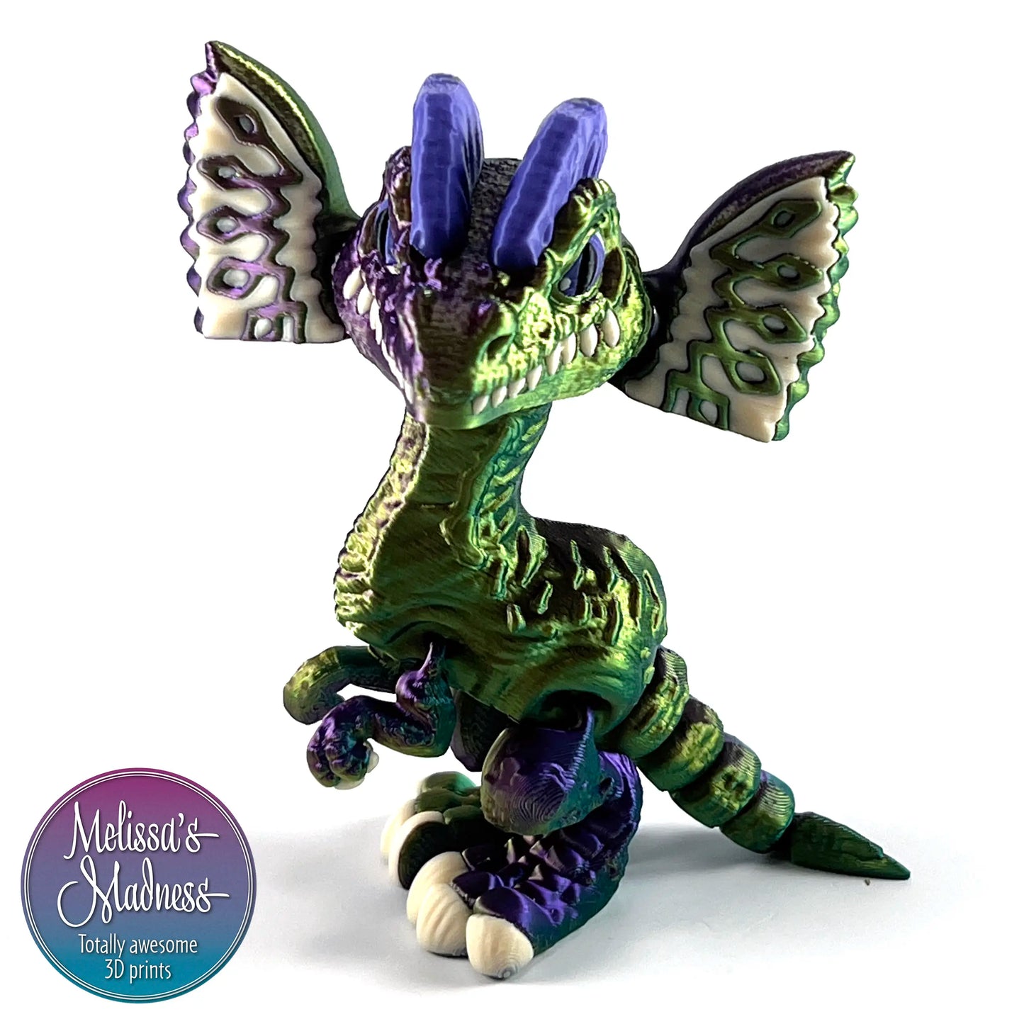 Dilophosaurus in Dark Green+Purple+Yellow Shifting & Purple