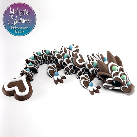 Heart Cookie Baby Dragon in Walnut & Pastel Spectrum