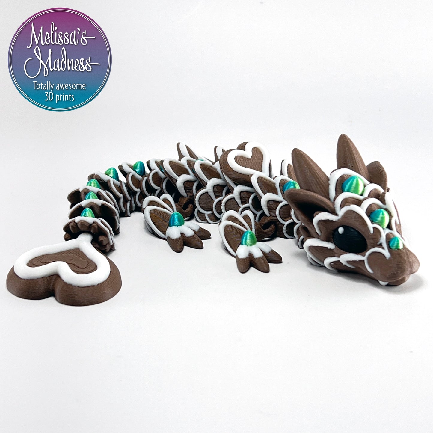 Heart Cookie Baby Dragon in Walnut & Yellow+Blue Shifting