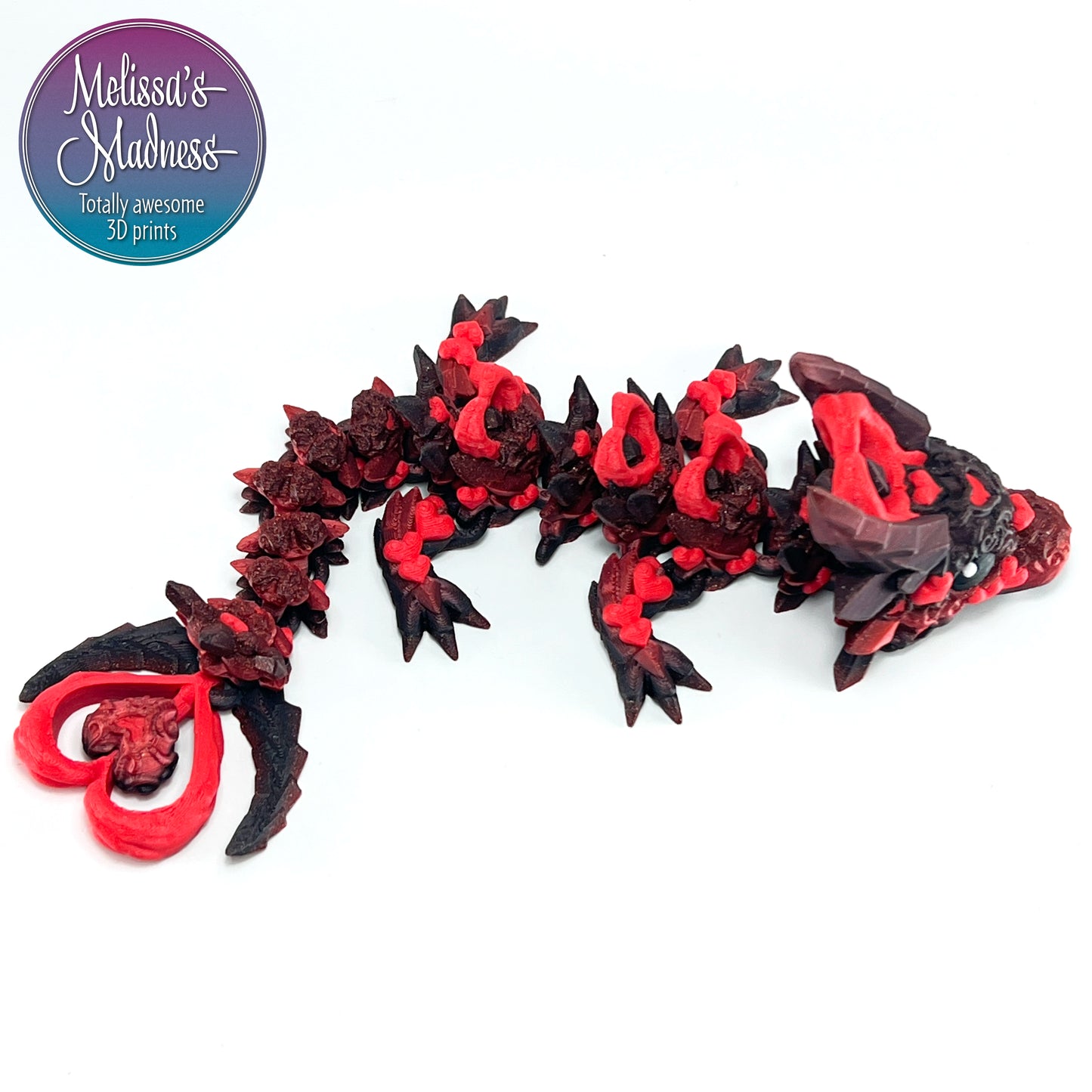 Heart Dark Baby Dragon in Embers & Dark Red