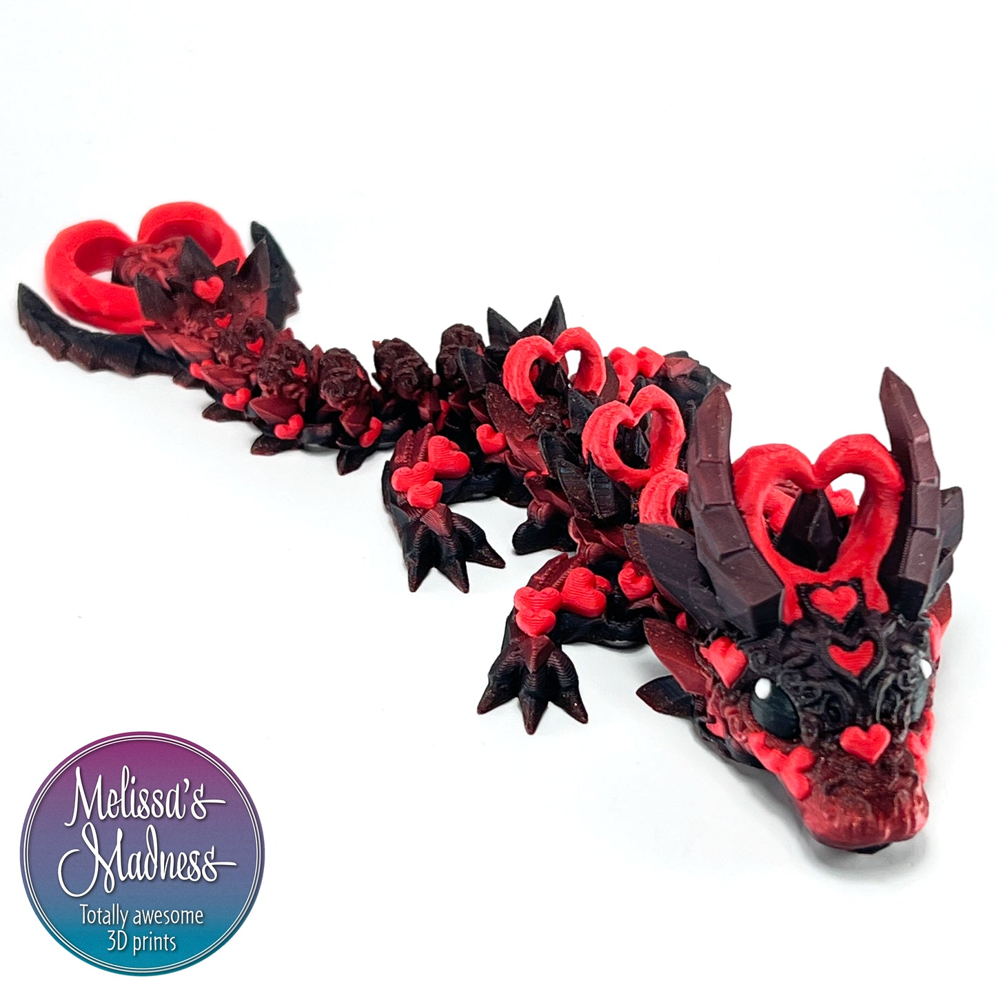 Heart Dark Baby Dragon in Embers & Dark Red