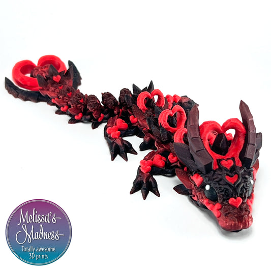 Heart Dark Baby Dragon in Embers & Dark Red
