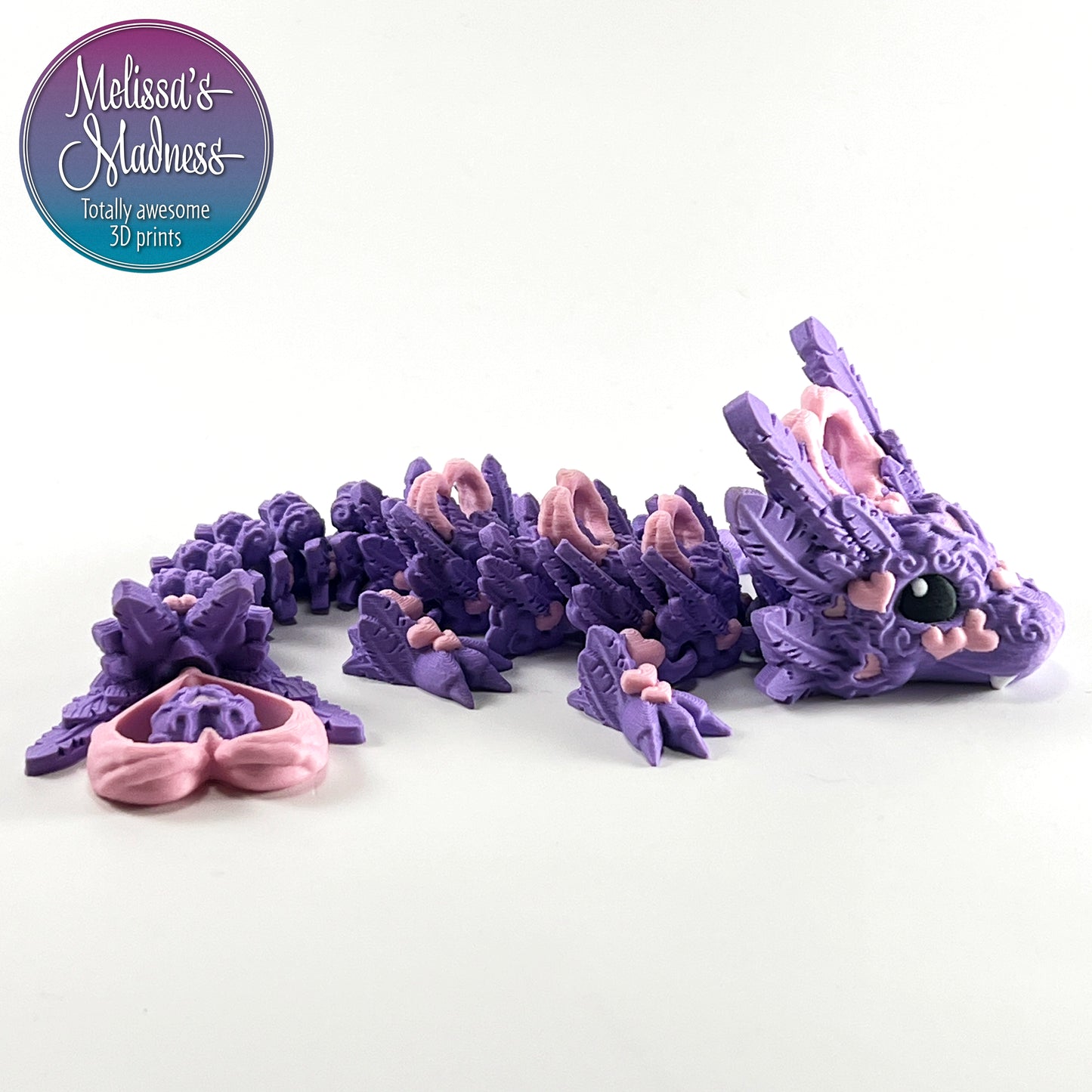 Heart Light Baby Dragon - Articulating 3D Printed Fantasy Figurine | Made in Montana | Cinderwing3D Design