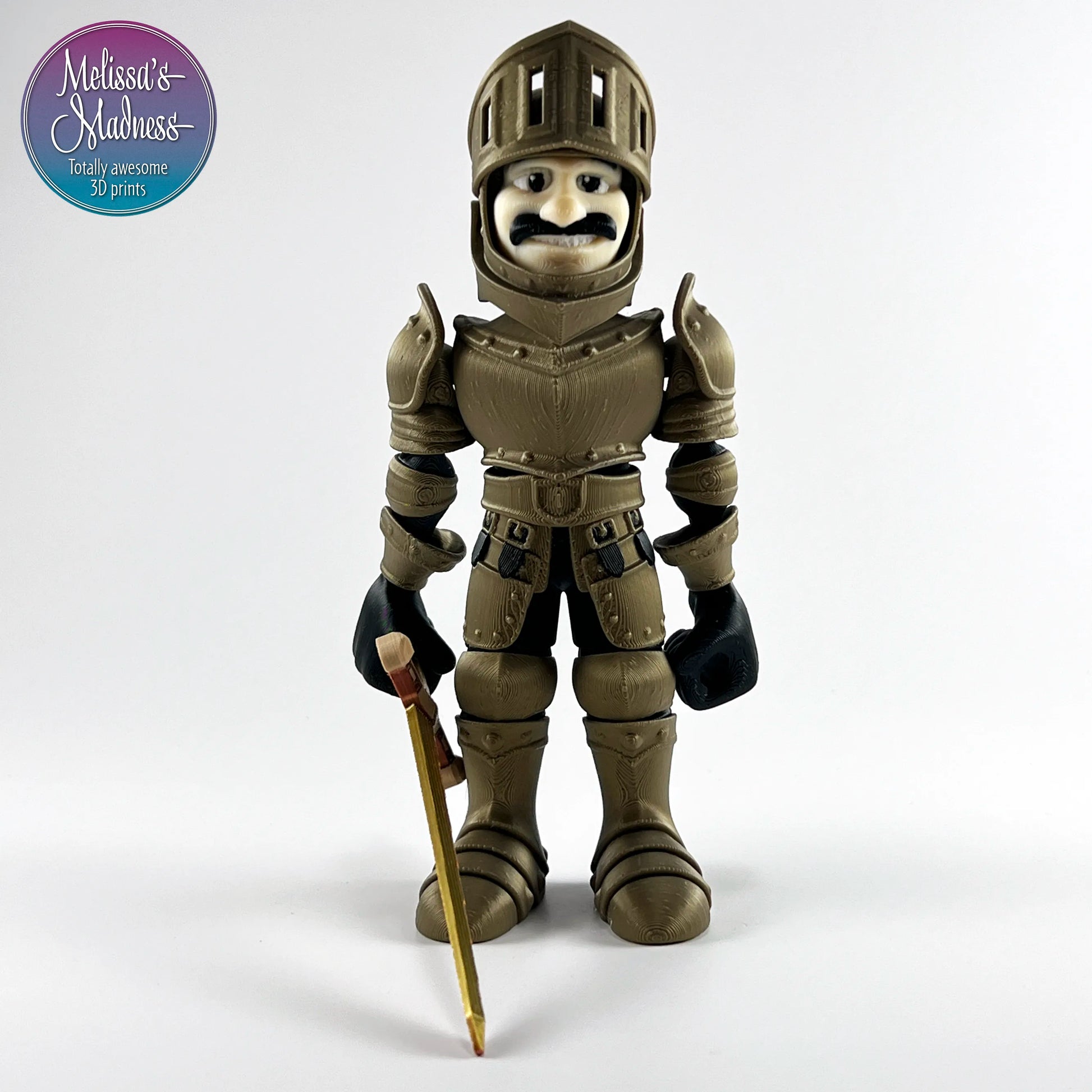 Articulated Knight in Bronze & Light Peach wholesale museum gift store collectible 3D printed