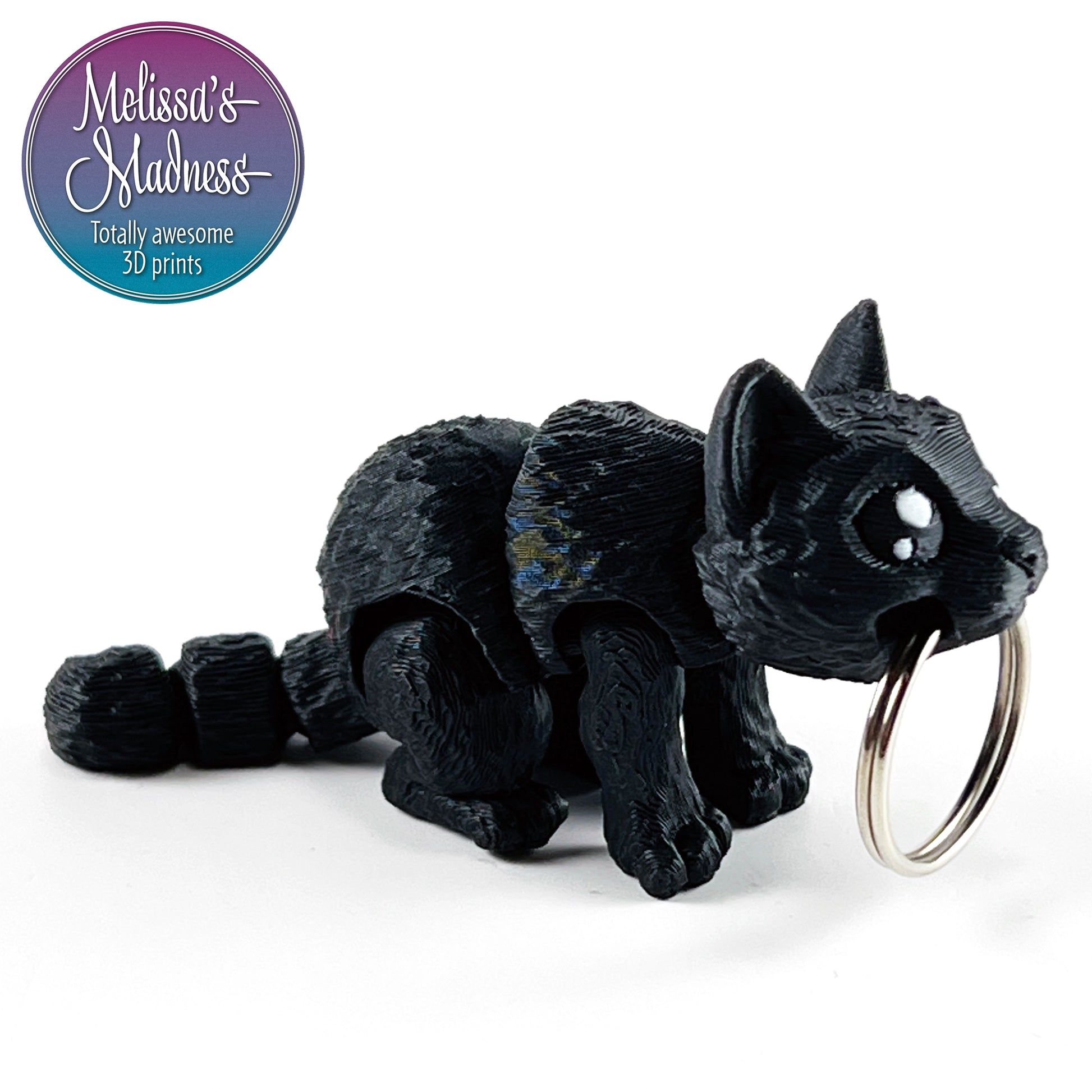 Mini Cat Keychain in Charcoal & Black
