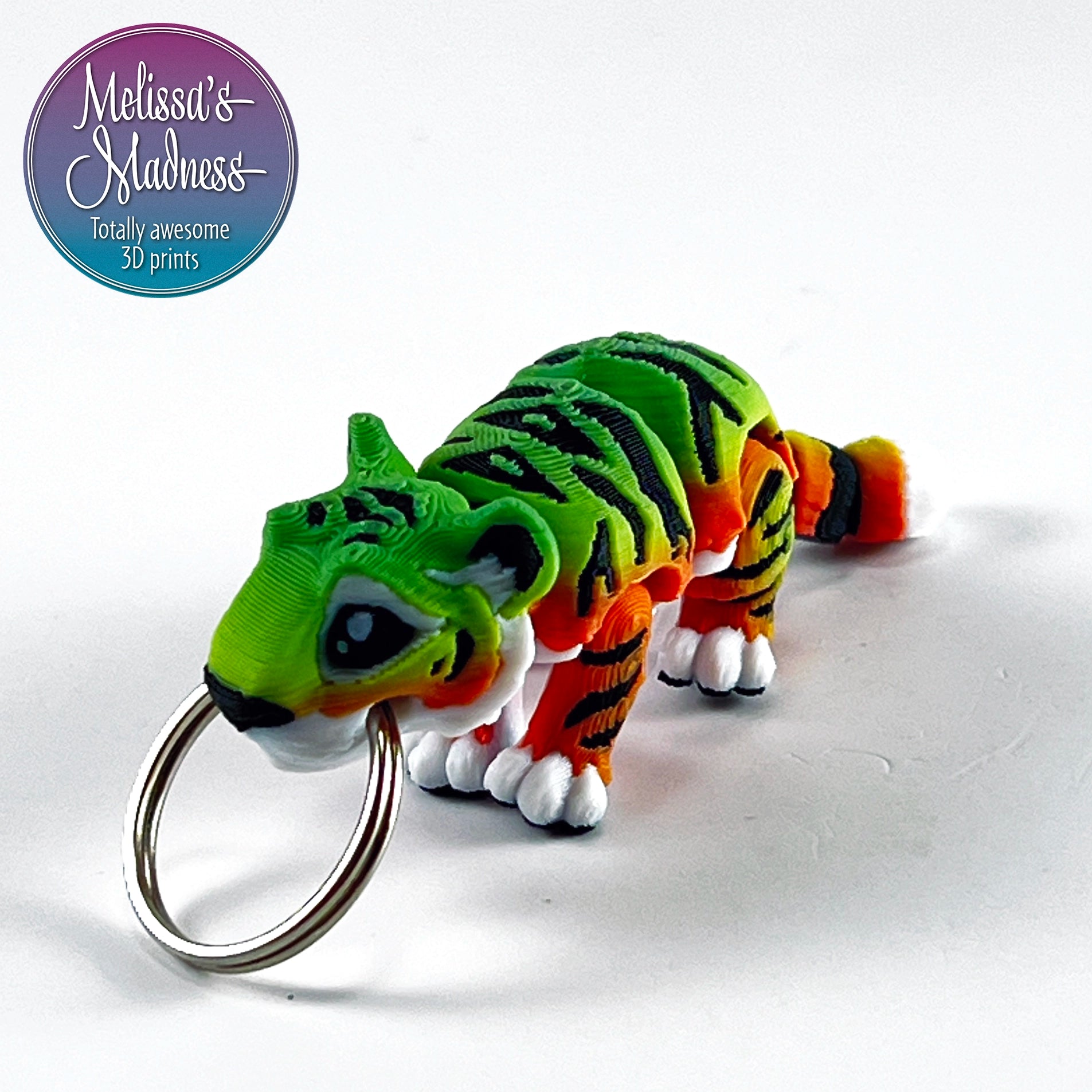 Mini Tiger Keychain in Regular Rainbow