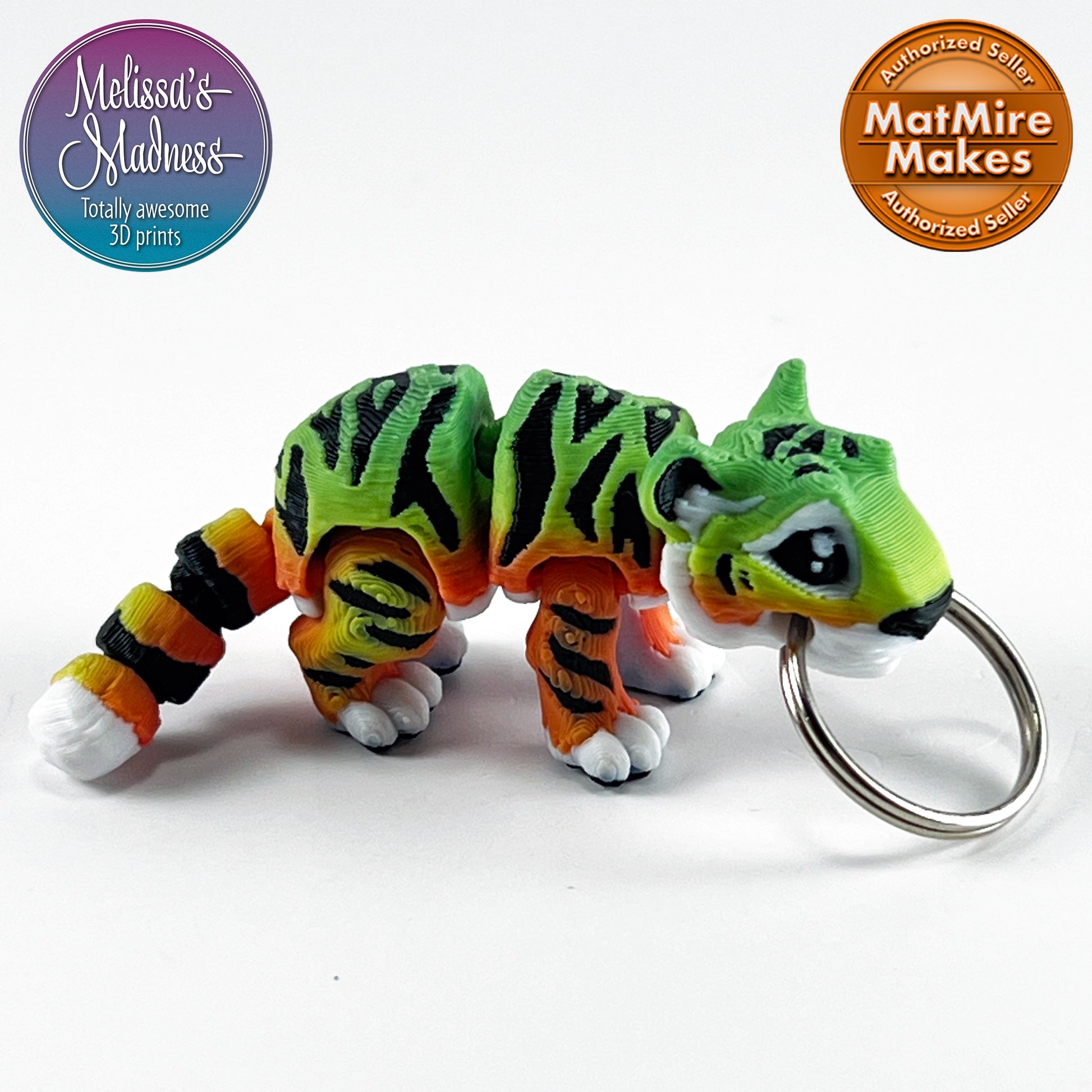 Mini Tiger Keychain in Regular Rainbow