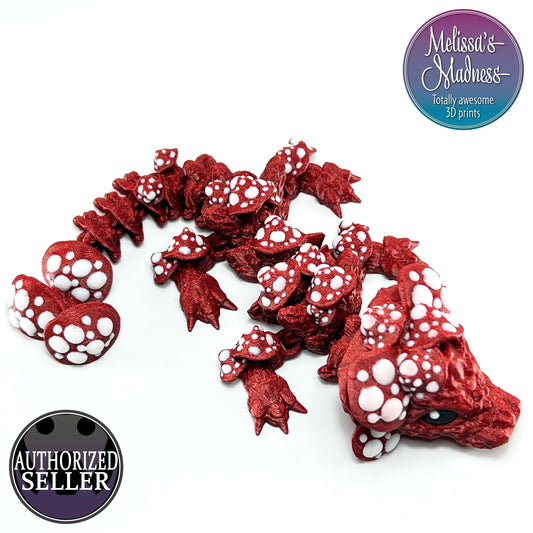 Mushroom Baby Dragon in Diamond Red & White