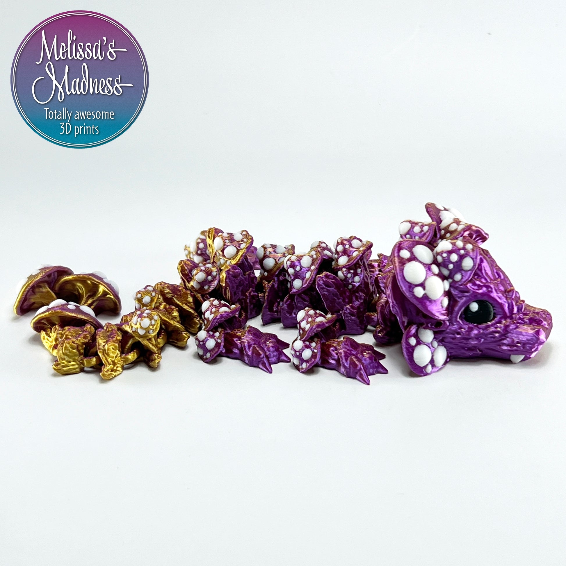 Mushroom Baby Dragon in Purple+Gold Shifting & White