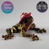 Mushroom Frog in Gold+Copper+Black Shifting with Red Mushroom Cap