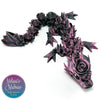 Rose Baby Dragon in Black+Rose Red Shifting articulating flexi fidget display piece 3D printed