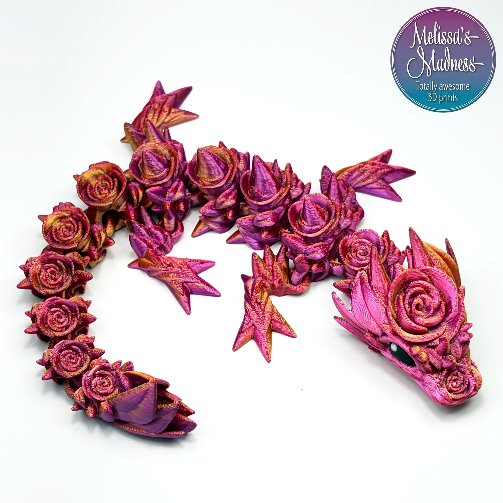Articulated Rose Baby Dragon in Purple+Red+Gold Shifting sustainable collectible industrially compostable PLA