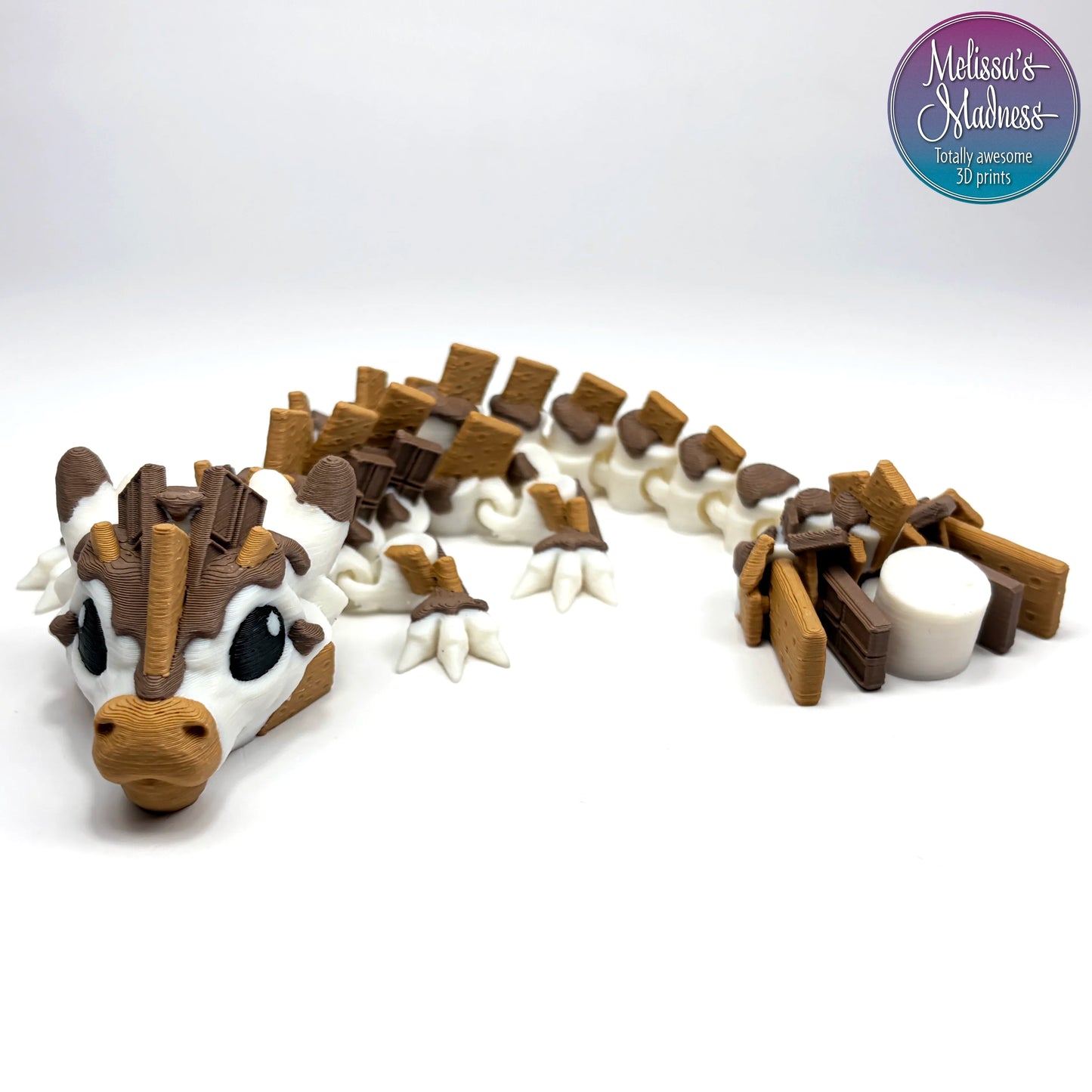 Wholesale S'Mores Baby Dragon in Dark Chocolate & Caramel flexi collectible gift shop 3D printed model