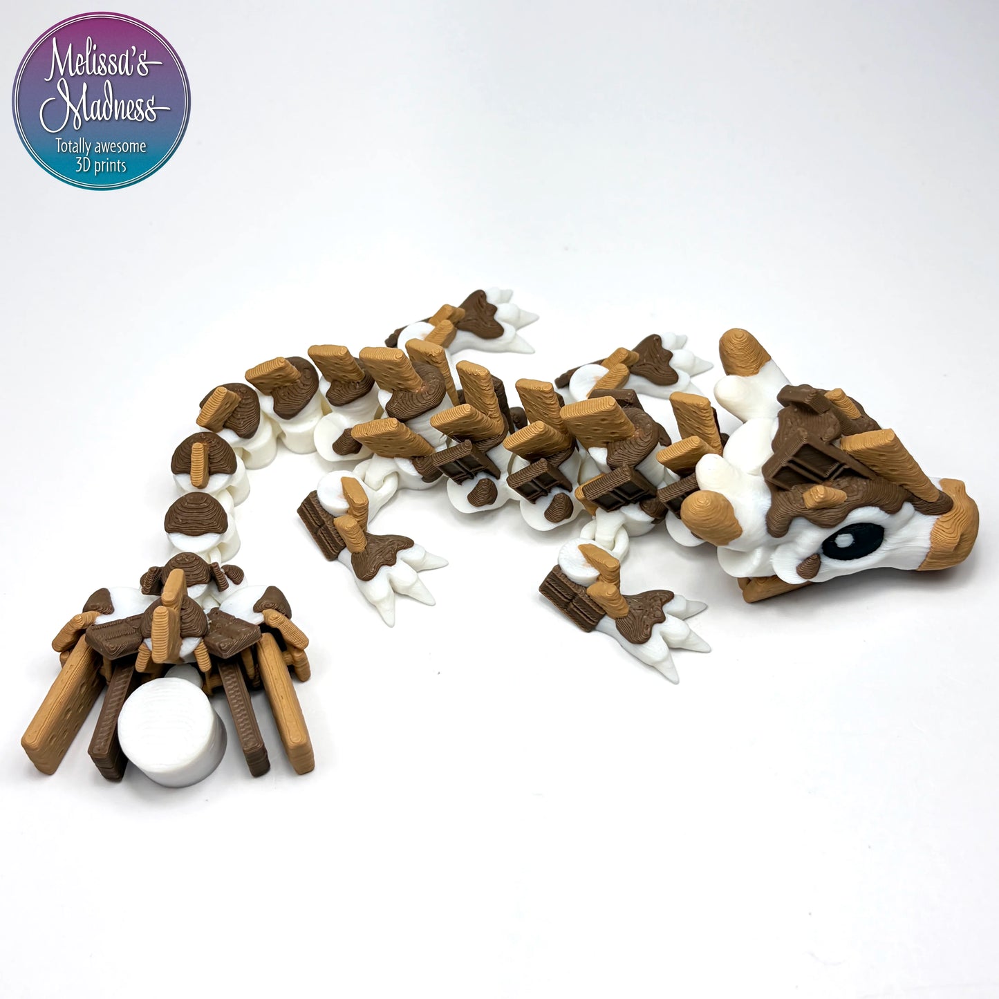 S'Mores Baby Dragon in Cocoa & Caramel sustainable 3D printed collectible biodegradable material hydropower