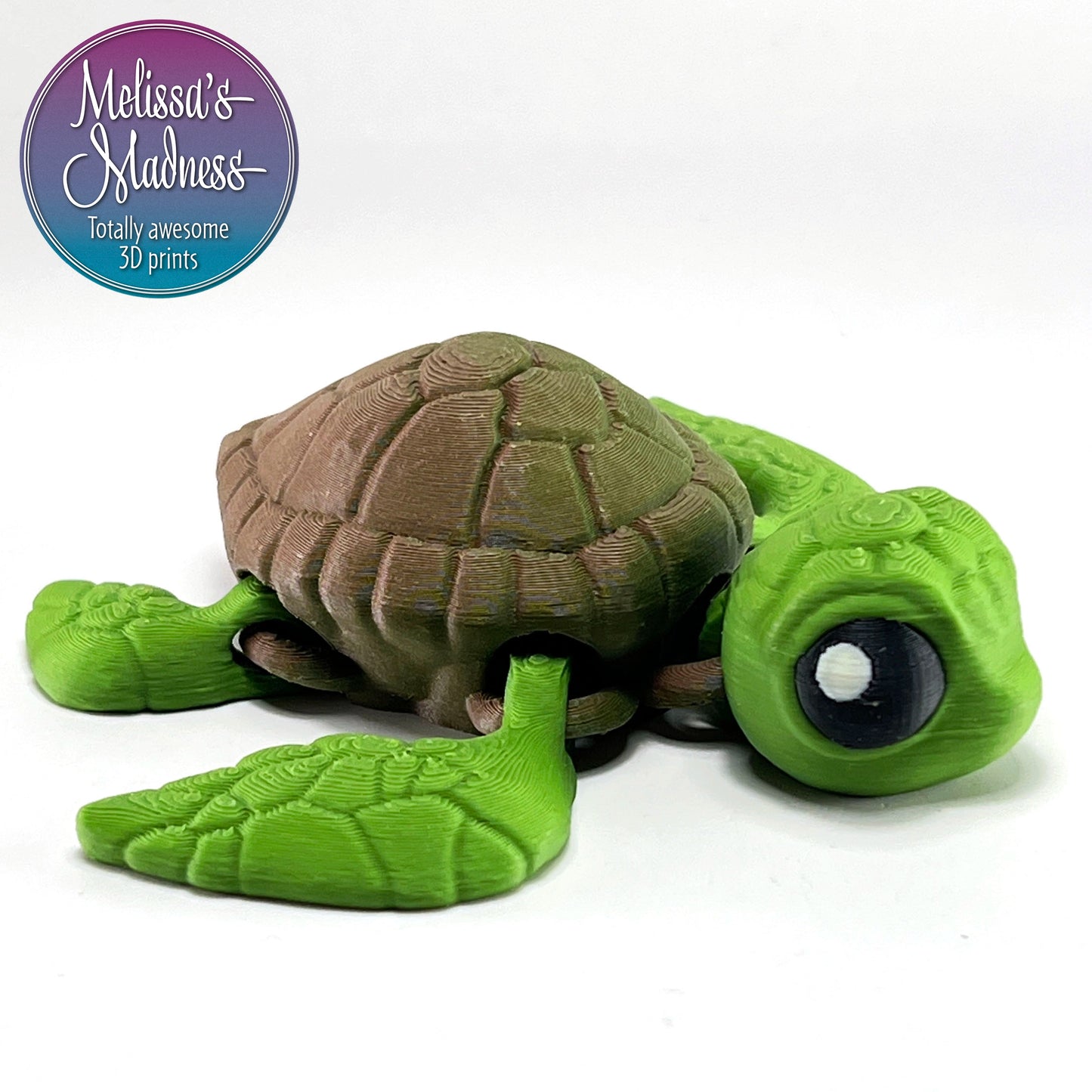 Sea Turtle in Vine Green & Brown+Dark Green Shifting Sustainable 3D Printed Collectible Biodegradable Material Hydropower