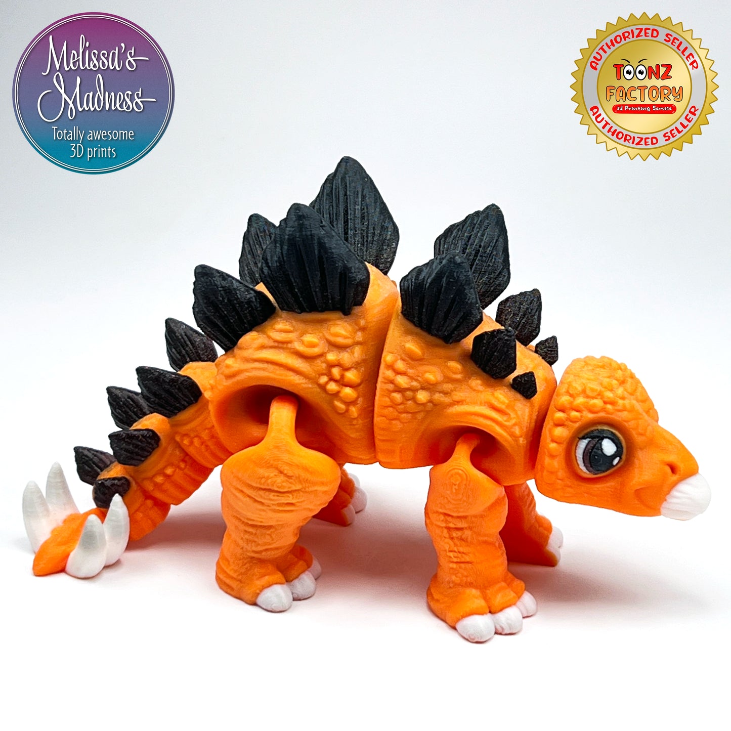 Stegosaurus in Orange & Embers Articulated Figurine Wholesale Museum Gift Shop Display