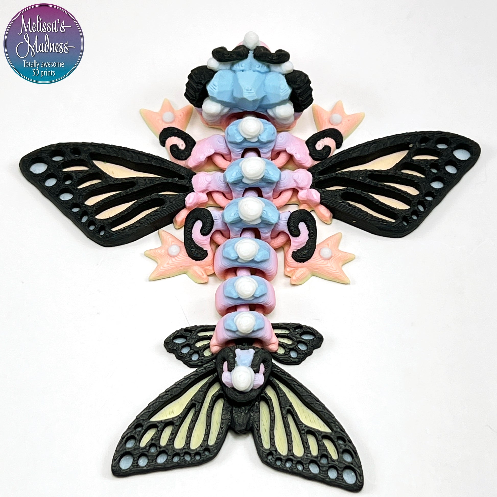 Handcrafted Tiny Butterfly Dragon in Pastel Spectrum Flexi Collectible Made in Montana Women-Owned Small Business
