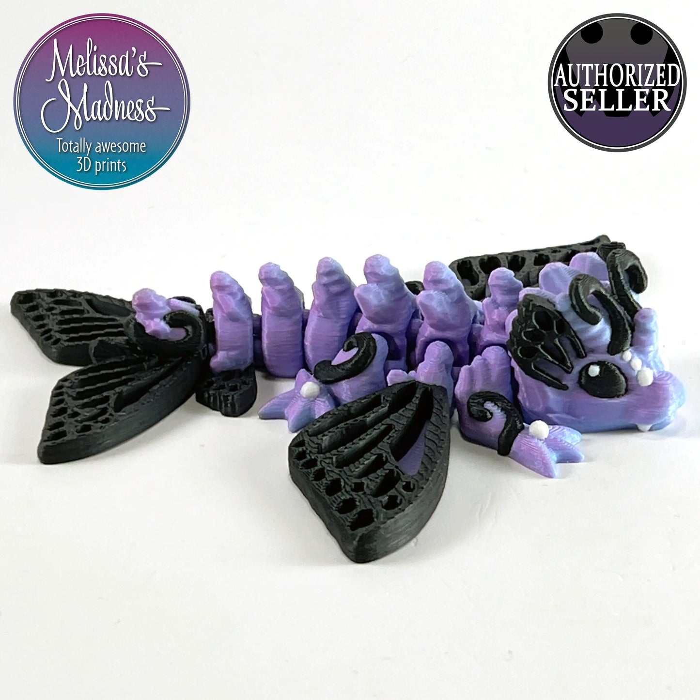 Tiny Butterfly Dragon in Pink+Blue Shifting Flexi Figurine Sustainable Bioplastic Hydropower Made