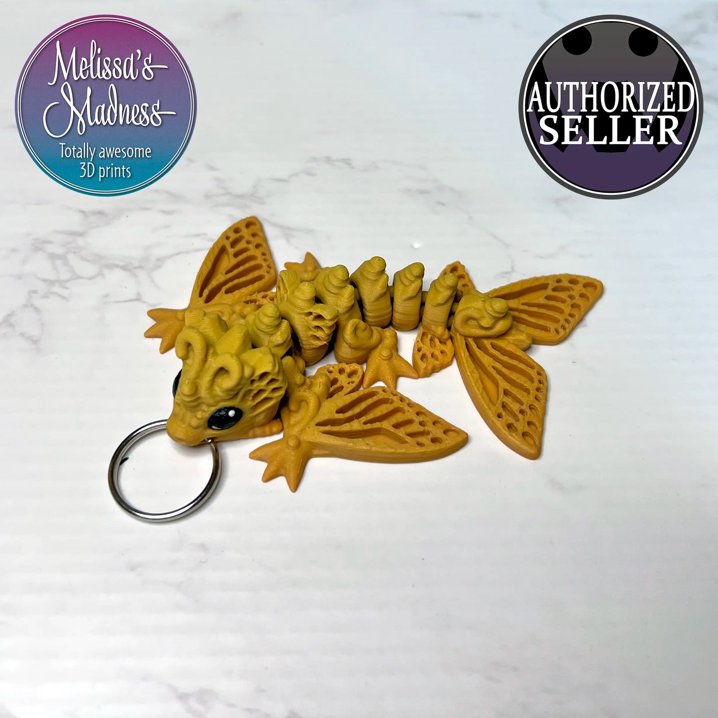 Tiny Butterfly Wyvern Keychain in Soft Rainbow